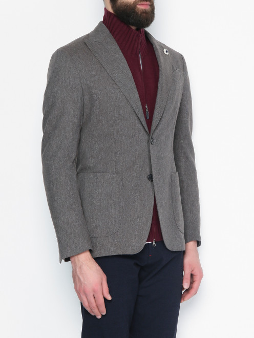 Пиджак из шерсти с накладными карманами LARDINI - МодельВерхНиз