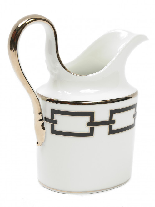 Молочник из фарфора с орнаментом и серебряной окантовкой Ginori 1735 - Обтравка1