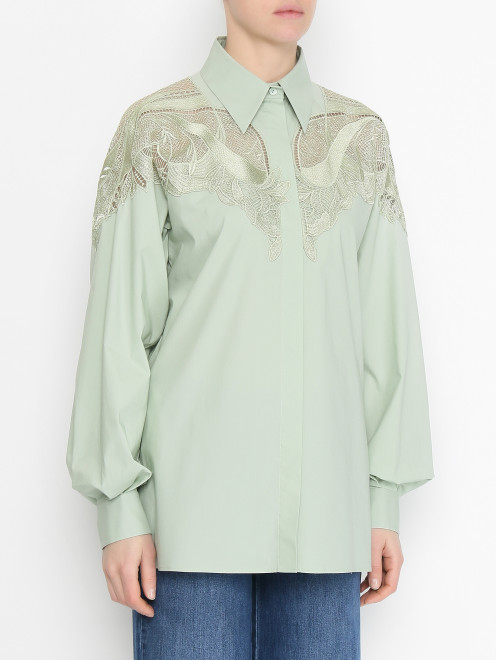 Рубашка из хлопка с вышивкой Alberta Ferretti - МодельВерхНиз