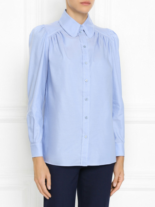 Рубашка из хлопка с контрастной отстрочкой Moschino Boutique - МодельВерхНиз