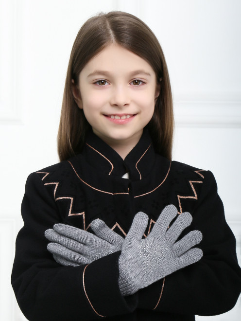 Перчатки из шерсти декорированные стразами Catya - МодельОбщийВид