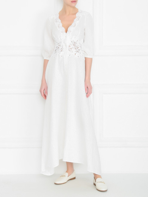 Платье из льна с кружевными вставками Ermanno Scervino - МодельОбщийВид