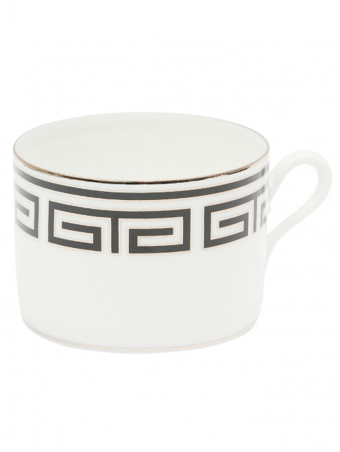 Чайная чашка  из фарфора с орнаментом меандр и серебряной окантовкой Ginori 1735 - Общий вид