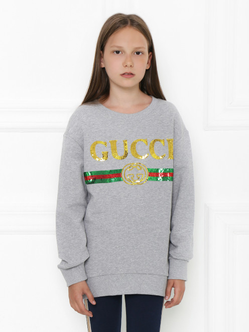 Свитшот удлиненный с пайетками Gucci - МодельВерхНиз