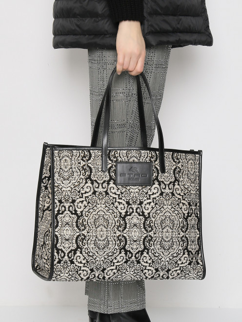 Комбинированная сумка из текстиля с узором Etro - МодельВерхНиз