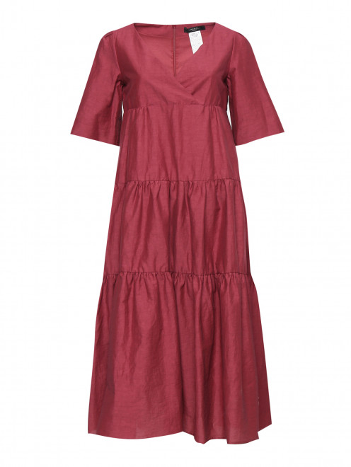 Платье из хлопка и льна с коротким рукавом Weekend Max Mara - Общий вид