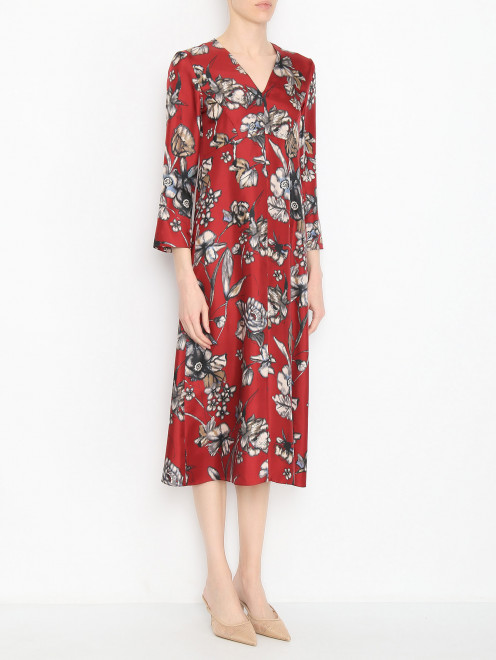 Платье из шелка с цветочным узором Max Mara - МодельВерхНиз