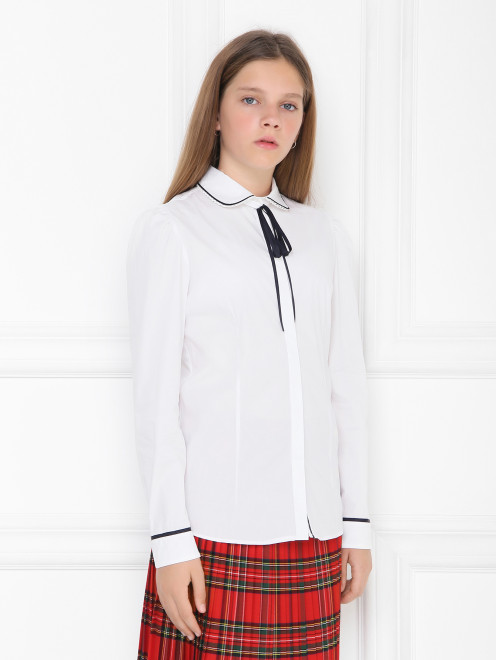 Блуза из хлопка со съемным галстуком Aletta Couture - МодельВерхНиз