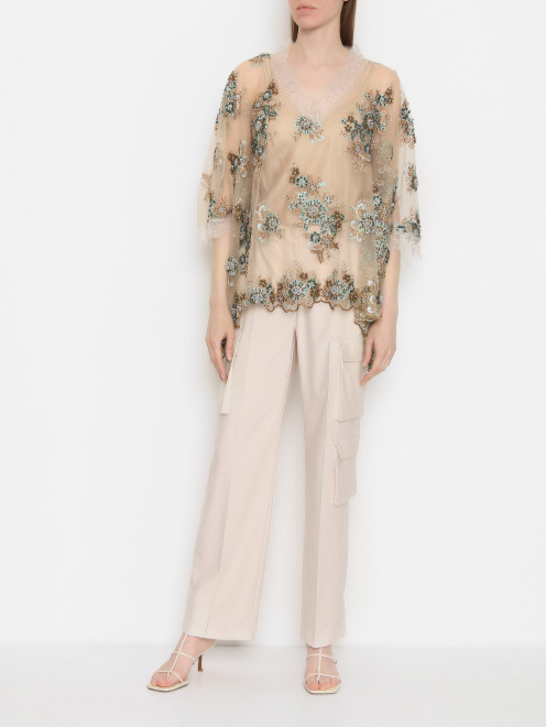Блуза из сетки, декорированная кристаллами Antonio Marras - МодельОбщийВид