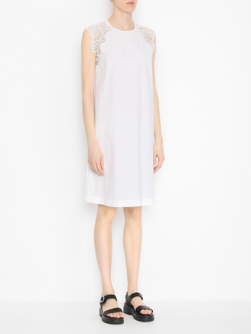 Платье из смешанного хлопка с кружевной отделкой Alberta Ferretti - МодельВерхНиз