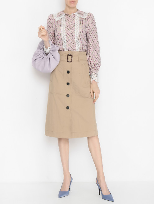 Блуза из хлопка с узором и декоративной отделкой  Weekend Max Mara - МодельОбщийВид