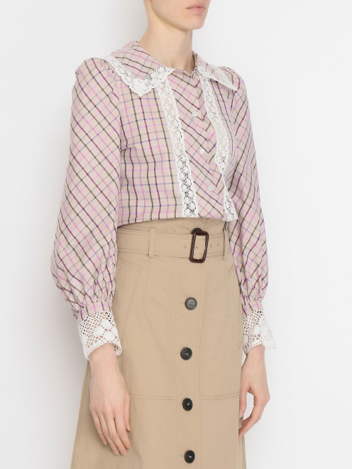 Блуза из хлопка с узором и декоративной отделкой  Weekend Max Mara - МодельВерхНиз