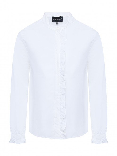 Блуза из хлопка с оборкой на планке Emporio Armani - Общий вид