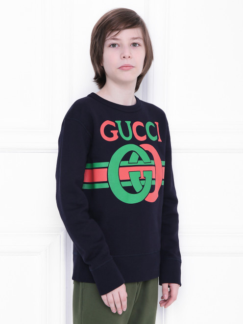 Свитшот из хлопка с принтом Gucci - МодельВерхНиз
