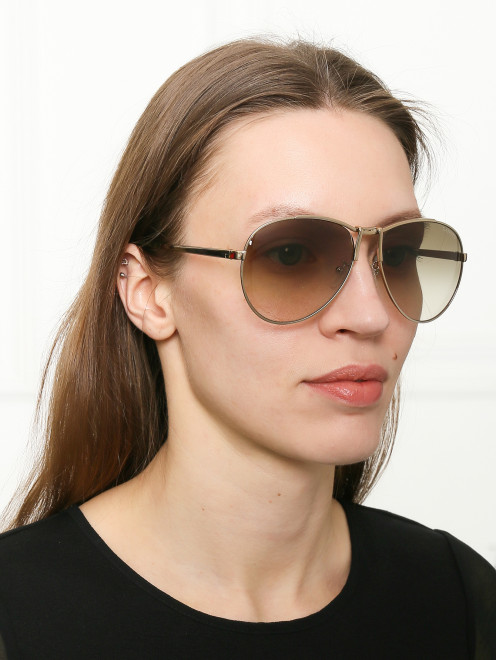 Cолнцезащитные очки в оправе из металла  Lanvin - МодельОбщийВид