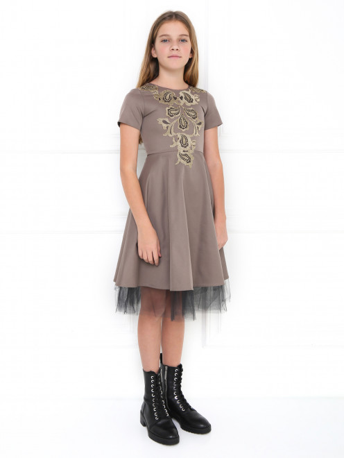 Платье-миди с кружевной отделкой Rhea Costa - МодельВерхНиз