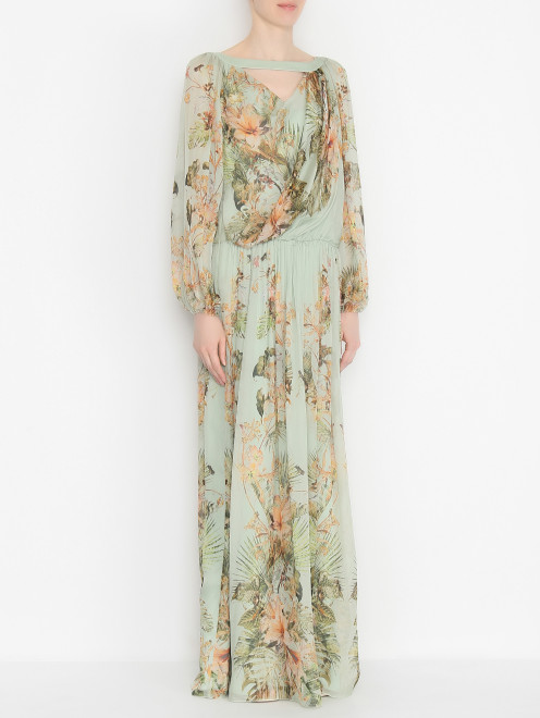 Платье из шелка с цветочным узором Alberta Ferretti - МодельВерхНиз