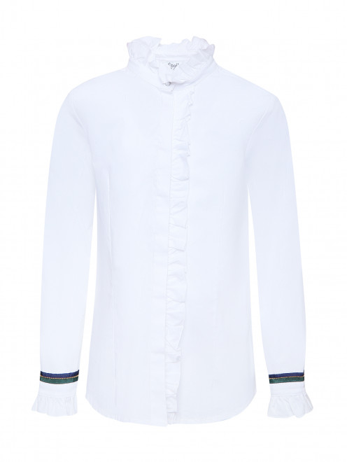 Блуза из хлопка с оборкой по планке Aletta Couture - Общий вид
